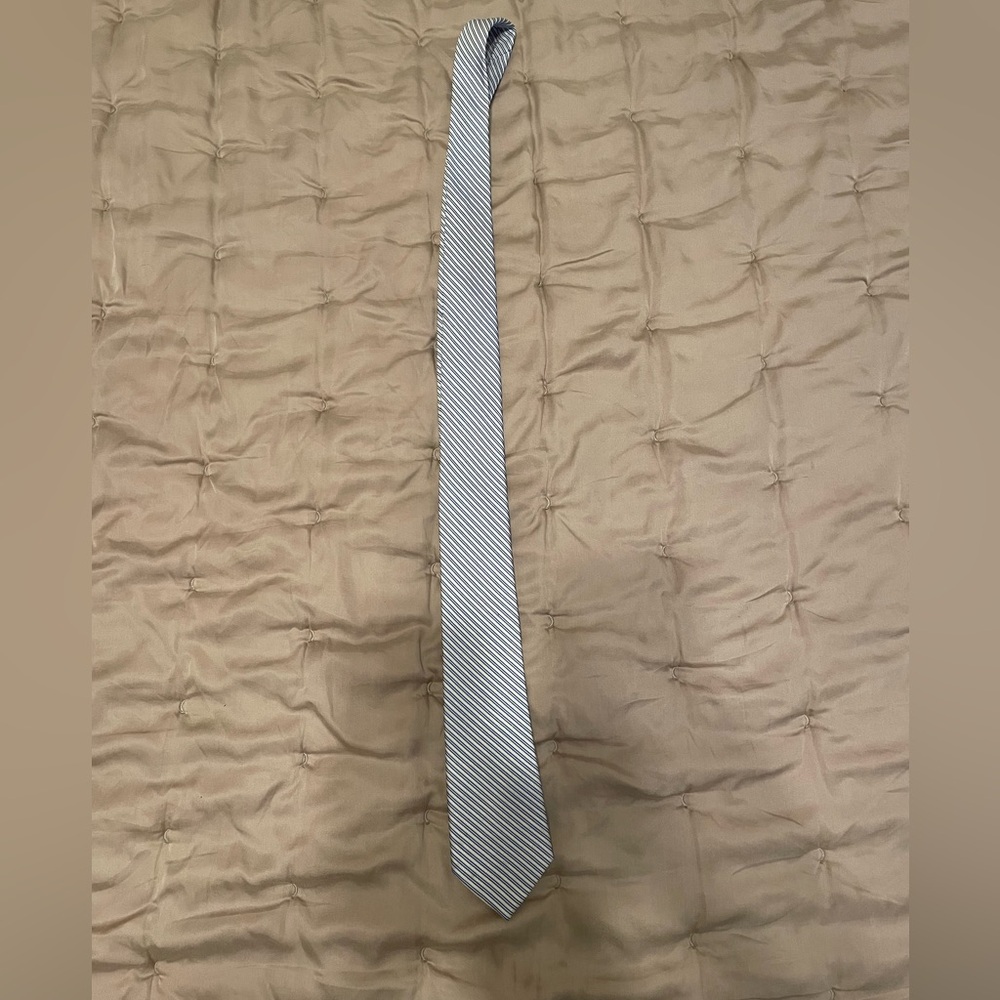 Calvin Klein Black and White Striped Tie